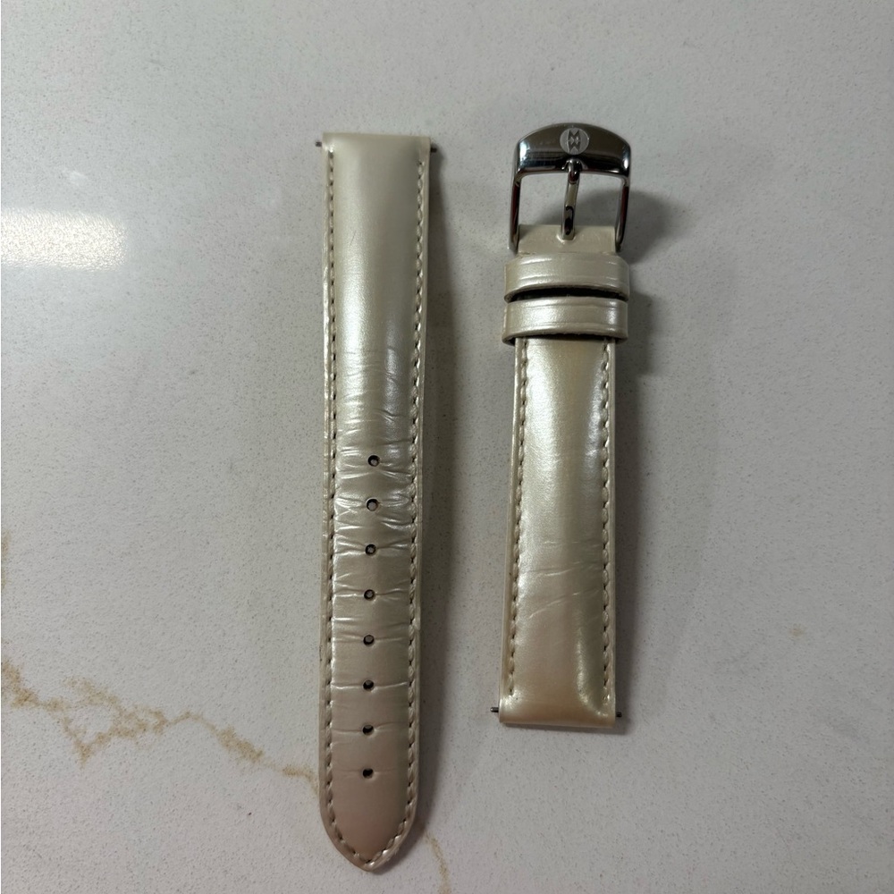 Michele 16 mm Genuine Patent Leather Ivory Watch Band Strap